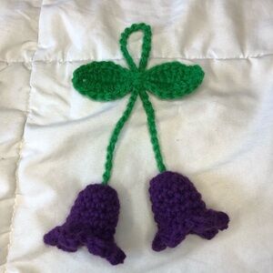 Crochet Purple Lilly of the Valley Flower Charm Keychain